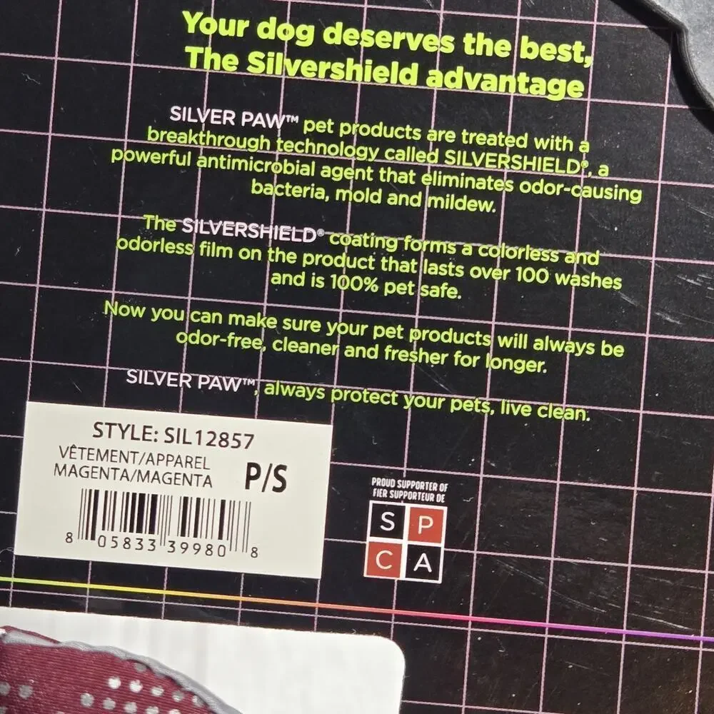 Silver Paw Dog Coat/Jacket SMALL Maroon Grey Antimicrobial Reversible Packable